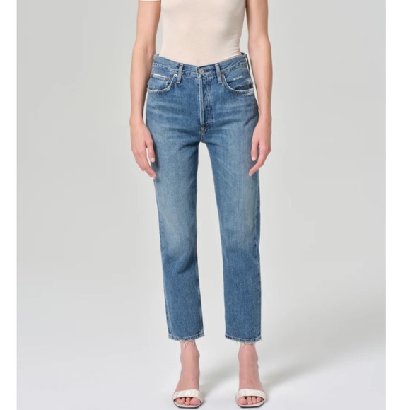 Agolde Denim - Agolde Riley High Rise Crop Denim Women’s Size 29 Frayed Hem NWOT